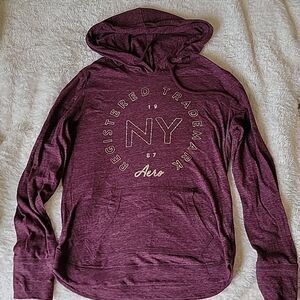 Aeropostale hooded long sleeve tshirt with kangaroo‎ pocket burgundy size S
